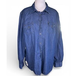Women's Blue Denim Button‎ Down Shirt